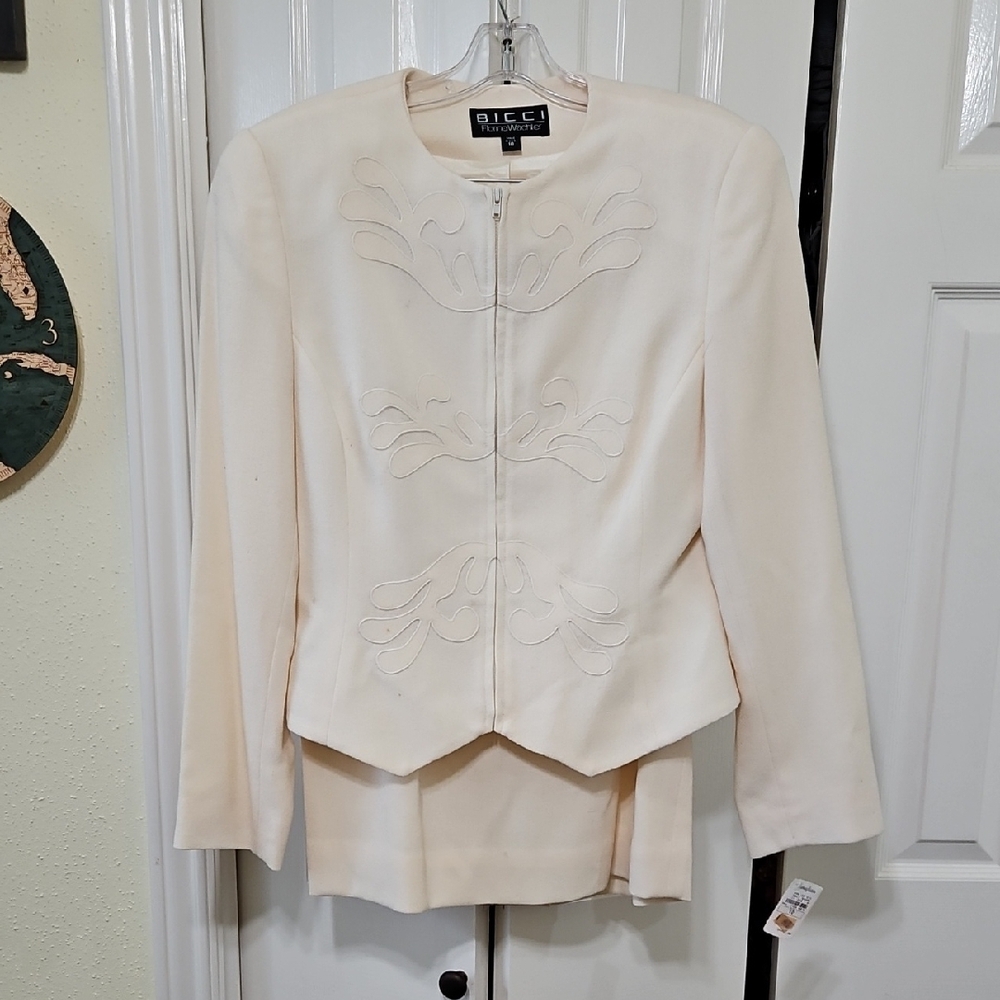 Off White/Cream colored Women's Jacket & Skirt